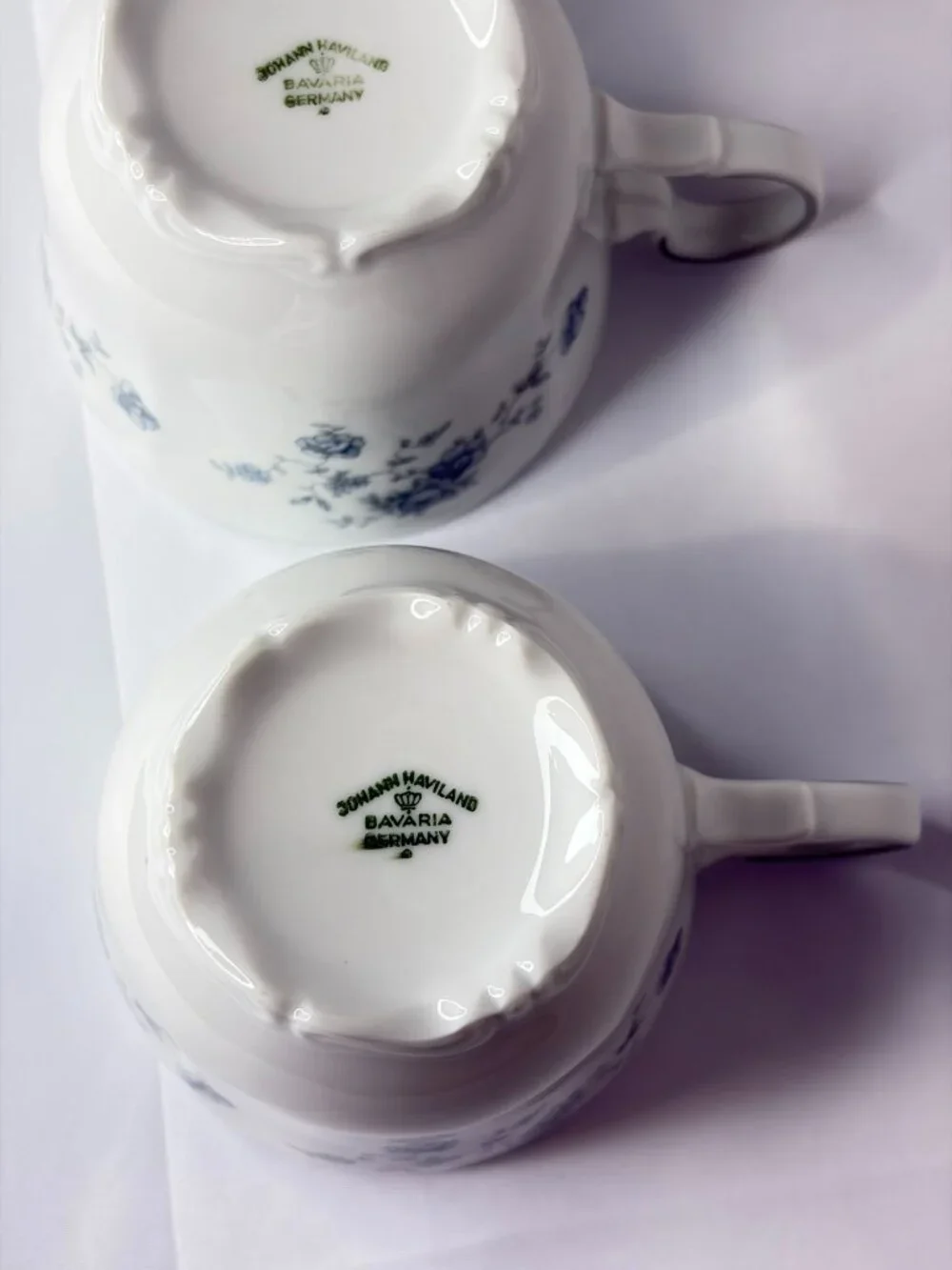 Vintage Johann Haviland‎ Blue Garland Cups Set of 4 Bavaria Germany Floral Tea
